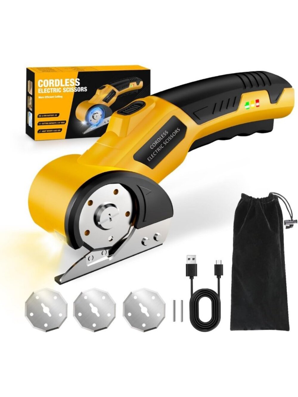 Rechargeable Cordless Electric Scissors - Heavy Duty Cutter with Safety Lock